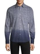 Michael Kors Slim-fit Dip Dye Gingham-print Linen Woven Shirt