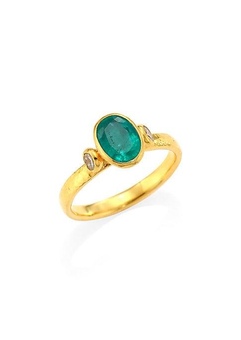 Gurhan Delicate Hue Yellow Gold, Emerald & Diamond Ring