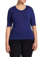 Stizzoli, Plus Size Short Sleeves Knitted Wool Top