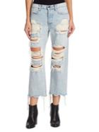 Alexander Wang Rival Distressed Cotton Crop Jeans