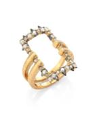 Alexis Bittar Crystal-encrusted Oversized Link Ring