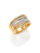John Hardy Bamboo Diamond & 18k Yellow Gold Five-row Ring