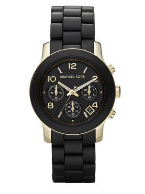 Michael Kors Runway Goldtone Stainless Steel & Rubber Bracelet Watch