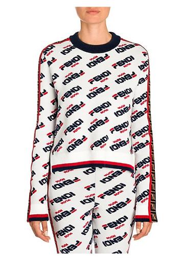 Fendi Fila Logo Stripe Knit Sweater