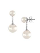 Majorica Double White Pearl Drop Earrings