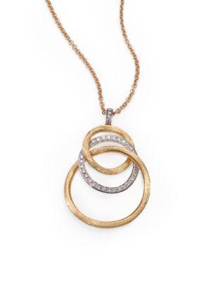 Marco Bicego Jaipur Link Diamond, 18k Yellow & White Gold Graduated Pendant Necklace