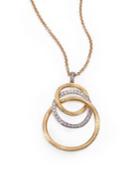 Marco Bicego Jaipur Link Diamond, 18k Yellow & White Gold Graduated Pendant Necklace