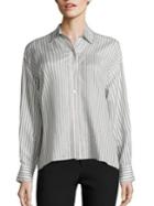 Vince Stripe Cropped Silk Shirt