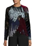 Romance Was Born Feather Appliqued Lace Top