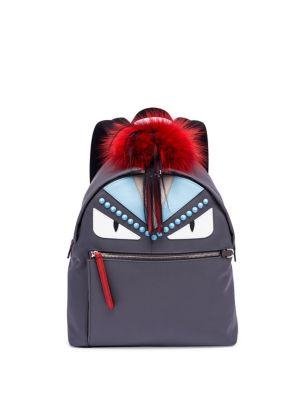 Fendi Fur-detail Studded Monster Backpack