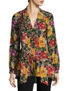 Etro Floral-print Silk Tie-neck Blouse
