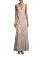 Bcbgmaxazria Woven Lace Ruffle Gown
