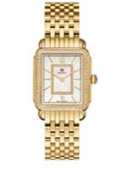 Michele Watches Deco Ii 16 Diamond, Mother-of-pearl & 18k Goldplated Stainless Steel Bracelet Watch