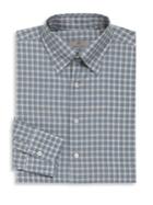 Canali Slate Check Cotton Long Sleeve Shirt