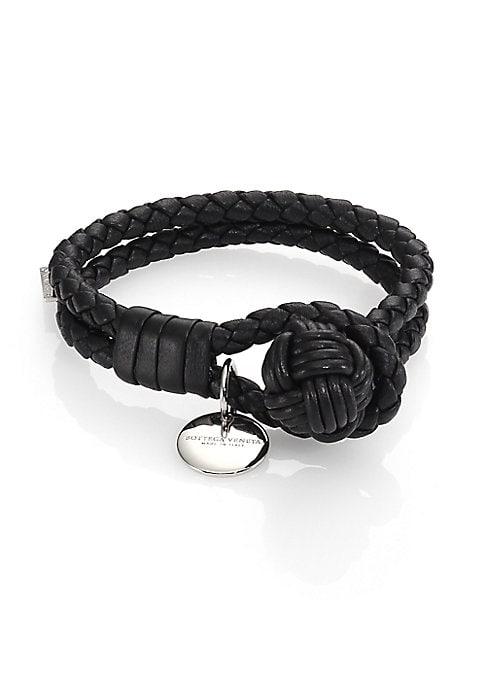 Bottega Veneta Leather Knot Logo Bracelet