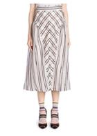 Fendi Stripe Midi Silk Skirt