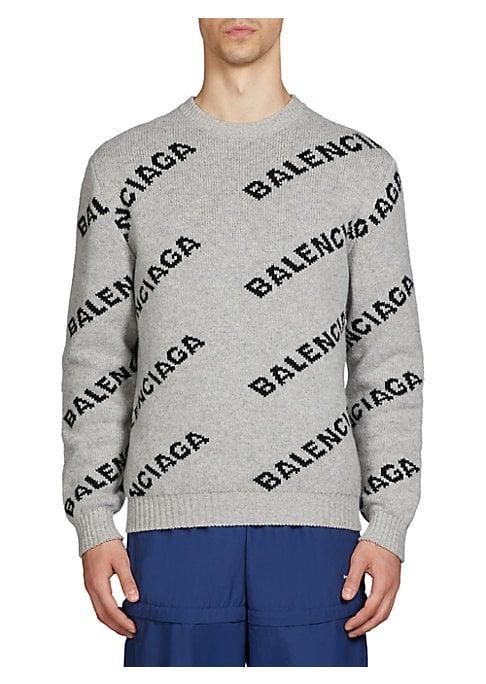 Balenciaga All Over Logo Wool-blend Sweater