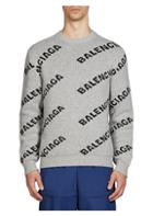 Balenciaga All Over Logo Wool-blend Sweater