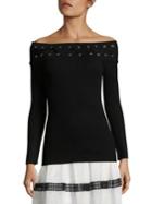 Michael Michael Kors Lace-up Off-the-shoulder Sweater