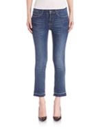 Set Raw-edge Cropped Jeans