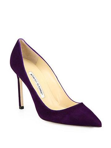 Manolo Blahnik Bb Suede Point-toe Pumps