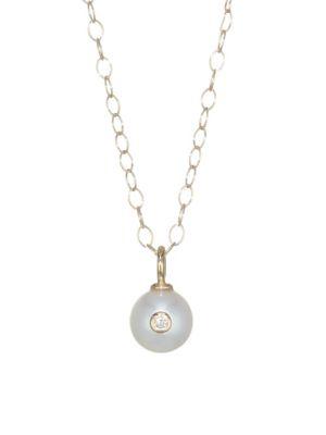 Mizuki 14k Gold, Pearl & Diamond Pendant Necklace