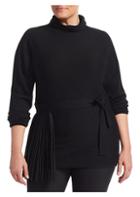 Marina Rinaldi, Plus Size Azteco Wool Fringed Belt Sweater