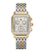 Michele Watches Deco Ii Diamond, Mother-of-pearl & Two-tone Stainless Steel Bracelet Watch