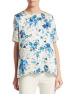 Adam Lippes Hammered Silk Floral Top