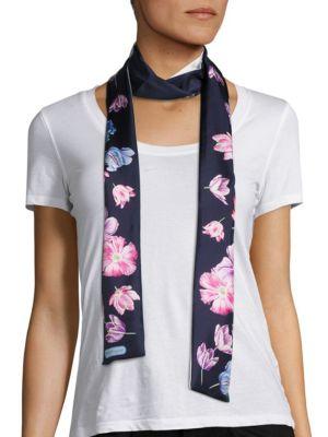 Salvatore Ferragamo Floral Skinny Silk-twill Scarf