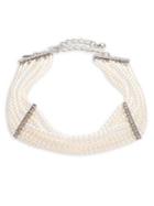 Kenneth Jay Lane Eight Strand Faux-pearl & Crystal Choker Necklace