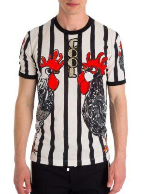 Dolce & Gabbana Striped Rooster Cool Print Tee