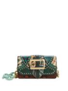 Burberry Small Riveted Snakeskin & Floral-print Buckle Chain Shoulder Bag