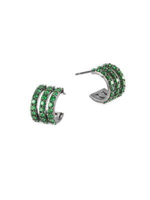 Lana Jewelry 14k White Gold Green Sapphire Hoops