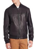 Saks Fifth Avenue Modern Zip-front Leather Bomber Jacket