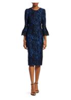 Theia Bell-sleeve Jacquard Cocktail Dress