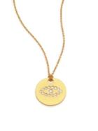 Roberto Coin Tiny Treasures Diamond & 18k Yellow Gold Evil Eye Disc Pendant Necklace