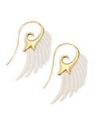 Noor Fares Fly Me To The Moon Ivory & 18k Yellow Gold Wing Earrings