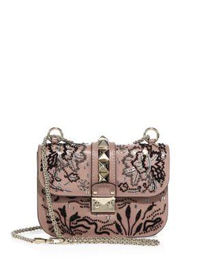 Valentino Lock Small Beaded Leather Shoulder Bag