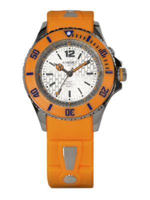 Kyboe Neon Orange Silicone & Stainless Steel Strap Watch/40mm