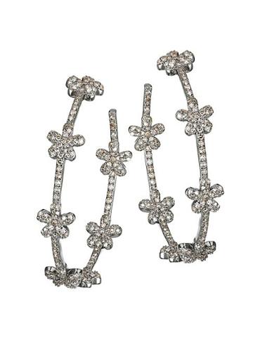 Nina Gilin Diamond Flower Hoop Earrings