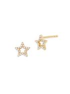 Ef Collection 14k Yellow Gold Diamond Open Star Stud Earrings