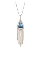 Alexis Bittar Brutalist Butterfly Crystal Encrusted Tassel Chain Pendant Necklace