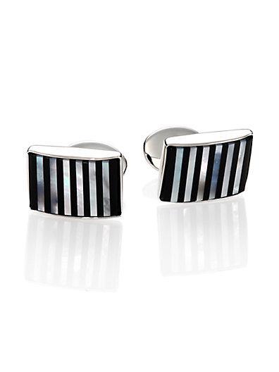 David Donahue Sterling Silver, Onyx & Mother Of Pearl Cuff Links