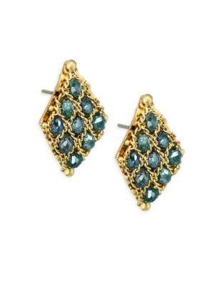 Amali Blue Diamond & 18k Yellow Gold Earrings