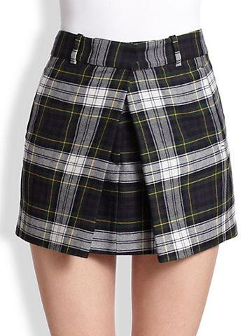 Mcq Alexander Mcqueen Asymmetrical Paneled Plaid Wool Mini Skirt
