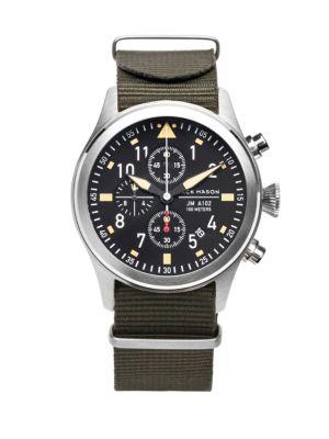 Jack Mason Aviation Stainless Steel Chronograph Strap Watch