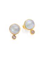 Shana Gulati Ophelia Moonstone & Sliced Raw Diamond 18k Yellow Goldplated Stud Earrings