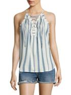 Paige Bria Striped Lace-up Tank Top