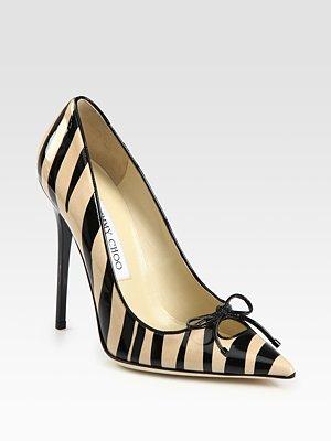 orion zebra-print patent leather point toe pumps